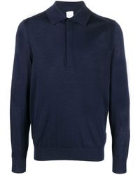 Paul Smith Long-sleeved Knit Polo Shirt in Blue for Men | Lyst