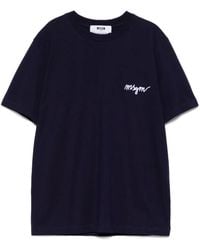 MSGM - T-Shirt Met Geborduurd Logo - Lyst