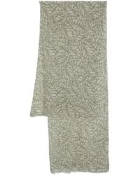 Brunello Cucinelli - Leaf-Print Linen Scarf - Lyst