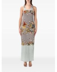 Jean Paul Gaultier - Striped Floral-Print Dress - Lyst