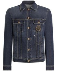Dolce & Gabbana - Denim Jacket With Logo Patch - Lyst