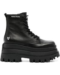 Naked Wolfe - Sloane Leather Stacked-Sole Boots - Lyst