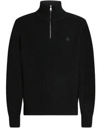 KARL LAGERFELD - Half-Zip High-Neck Sweater - Lyst