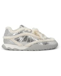 Pinko - Lather Sneakers With Faux Fur Details - Lyst