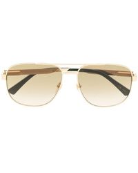 Gucci - Logo-engrave Pilot-frame Sunglasses - Lyst