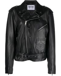 Moschino - Peace-Sign Leather Biker Jacket - Lyst