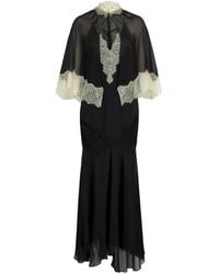 De La Vali - Cielo Lace-Trim Cape-Detail Maxi Dress - Lyst