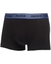HUGO - Three-Pack Of Stretch-Cotton Trunks With Logo Waistband - Lyst