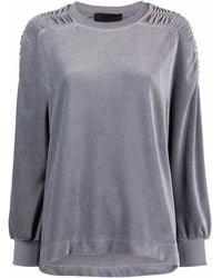 Alberta Ferretti - Velvet Rib-Trimmed Sweatshirt - Lyst