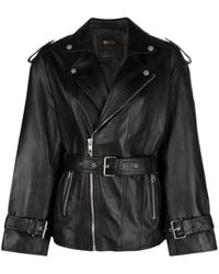 Maje - Belted Leather Jacket - Lyst