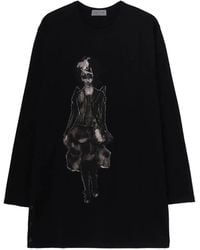 Yohji Yamamoto - Graphic-Print Button-Slit Long-Sleeved T-Shirt - Lyst