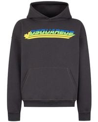 DSquared² - Logo-Print Dropped-Shoulder Hoodie - Lyst