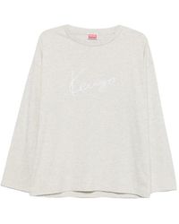 KENZO - Signature Logo-Embroidered Long-Sleeve T-Shirt - Lyst
