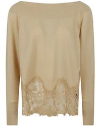 Ermanno Scervino - Off-Shoulder Trui Met Kanten Afwerking - Lyst