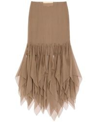 Valentino Garavani - Asymmetrical Chiffon Midi Skirt - Lyst