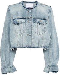 JNBY - Cropped Collarless Denim Jacket - Lyst