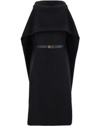 Ferragamo - Midi-Jurk Met Sjaalkraag En Ceintuur - Lyst