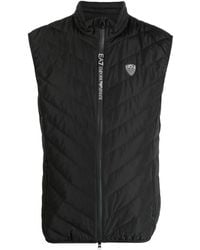 EA7 - Logo-Patch Quilted Padded Gilet - Lyst