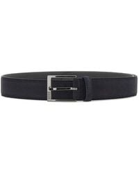 BOSS - Engraved-Logo Suede Belt - Lyst