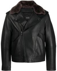 Yves Salomon - Fur-Collar Leather Biker Jacket - Lyst