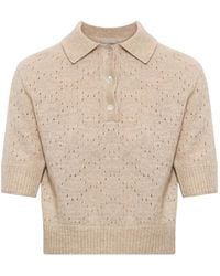 Paul & Shark - Perforated-Knit Polo Top - Lyst