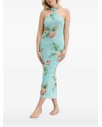 Desigual - Tropical-Print Mesh Midi Dress - Lyst
