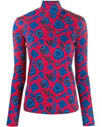 LaDoubleJ Synthetic Printed Turtleneck Top in Blue - Lyst
