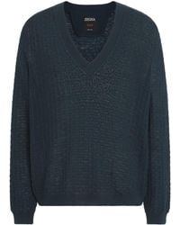 ZEGNA - Oasi Lino Vネックセーター - Lyst