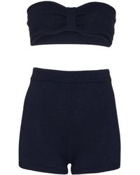 Reformation Paradiso Knitted Bra And Shorts Set - Blue