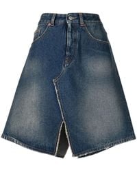 MM6 by Maison Margiela - Distressed Denim Skirt - Lyst