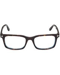 Tom Ford - Tortoiseshell-Effect Rectangle-Frame Glasses - Lyst