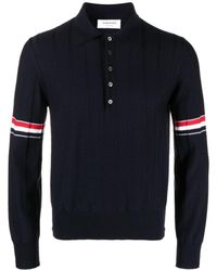 Thom Browne - Rwb-stripe Knitted Polo Shirt - Lyst