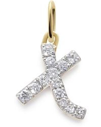 Monica Vinader - Collar en oro amarillo de 14 ct con diamantes y charm L - Lyst