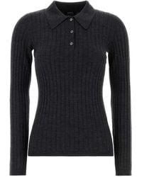 A.P.C. - Ribbed-Knit Polo Top - Lyst
