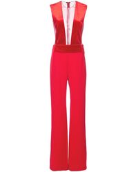 Galvan London Sheer Panel Jumpsuit - Red