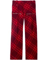 Burberry - Plaid-check Wide-leg Wool Trousers - Lyst