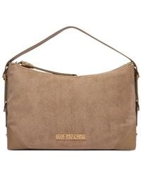 Love Moschino - Logo-Plaque Suede-Effect Tote Bag - Lyst