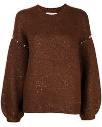 B+ AB Bead-embellished Oversized Sweater - Brown
