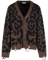 Laneus - Leopard-Pattern Cardigan - Lyst
