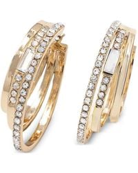 DKNY - Crystal-Embellished Hoop Earrings - Lyst