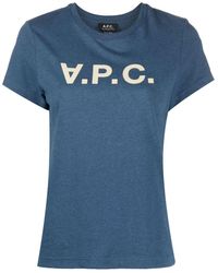 A.P.C. - Vpc Logo-flocked Cotton T-shirt - Lyst