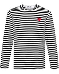 COMME DES GARÇONS PLAY - Striped Heart-Patch T-Shirt - Lyst