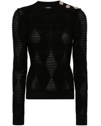Balmain - Pullover Mit Geprägten Knöpfen - Lyst