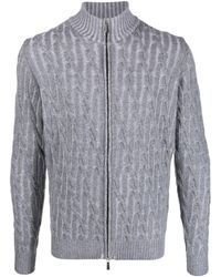 Moorer - Cable-knit Wool-blend Cardigan - Lyst