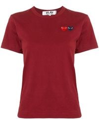 COMME DES GARÇONS PLAY - Logo Embroidered Crew Neck T-Shirt - Lyst