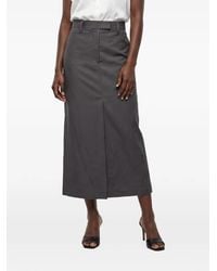 Brunello Cucinelli - Midi High-Waisted Front-Slit Skirt - Lyst