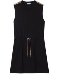 Burberry - Check Trim Cotton Jersey Dress - Lyst