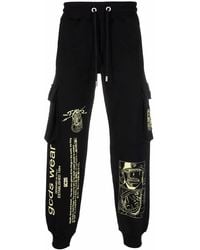 Gcds - Black Graphic-print Cotton Track Trousers - Lyst