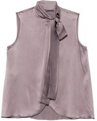 Alberta Ferretti - Tie-Neck Sleeveless Shirt - Lyst
