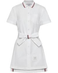 Thom Browne - Solid Poplin Bow Shirtdress - Lyst
